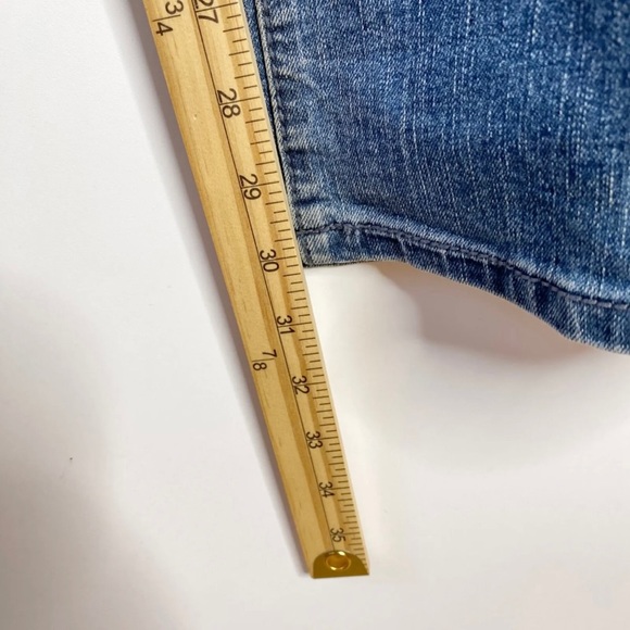 TK Axel Mens Jeans Sz 38x32 Slim Straight Med Wash Blue Distressed Denim - Picture 14 of 16